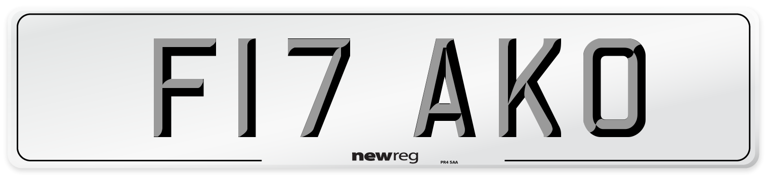 F17 AKO Number Plate from New Reg